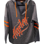 Harley Davidson Hooded Size Large Biker Relaxed Fit Hoodie Graphic Women's Gray Photo 0