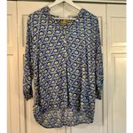 Rockflowerpaper blue block print geometric tunic blouse M Size M Photo 1
