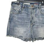 Anthropologie Pilcro Cutout Shorts Distressed Blue High Rise Denim Women Size 32 Photo 1