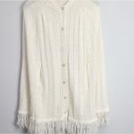 Vintage‎ 60’s chunky knit sweater cape poncho Light ivory Size M Photo 1