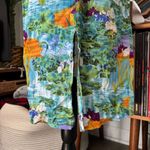 Vintage 90’s Clio Mandarin Collar Impressionist Floral Button down & Skirt Set Green Photo 7