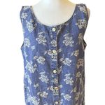 L.L.Bean  Vintage Midi Dress Linen Cotton Floral Button Down Womens Medium Petite Photo 3
