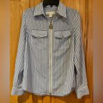 MICHAEL‎ Michael Kors Roll Tab Dog Tag Zipper Pull Stripe Button Photo 1