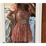 Love Shack Fancy  X Target Cecile Pink Satin Floral Puff Sleeve Mini Dress Size 6 Photo 2