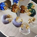 Large hoops clear hoops earrings resin earrings Photo 3