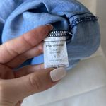 Women size small Jean sleeveless button down dress with collar waist knot Blue Photo 4