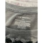 Lane Bryant Tee Shirt Womens 14/16 Gray Faux Leather Ribbon Scoop Neck 3/4 Slvs Photo 1