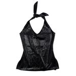 Hot Kiss NEW Vintage  Velvet Halter Neck Top Metallic Black S Deadstock NWT Photo 2