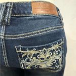 Ariya 90s Y2K low rise distressed dark wash bootcut jeans size 3/4 Blue Photo 3