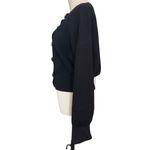 ZARA Black Cardigan Sweater Medium Silver Statement Buttons Cropped Jacket Style Photo 3