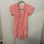 Gap Red Floral Print Button Front Romper Shorts Belted Pockets Size M Photo 1
