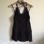 Free People Vintage Black Blue Plaid Flannel Edgy Grunge Halter V Neck Tank Top Photo 4