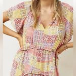 Anthropologie  Robin Patchwork Floral Tiered Ruffle Babydoll Swing Mini Dress L‎ Photo 2