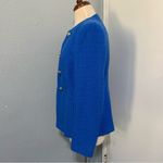 ZARA  Women Blue High Neck Double Breasted Textured Tailored Cotton Blazer Size M Photo 15