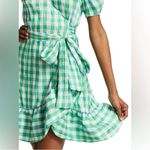Tanya Taylor  Natasha Green Gingham Wrap Mini Dress Tie Waist Photo 5