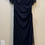 XScape  Women's Sheer Matte Jersey Maxi Dress with Beaded Sleeves Size 6P Wedding Photo 1