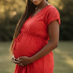 Motherhood  Lace V-Neck Red Top Photo 0