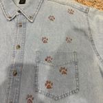Hand Painted Dog Denim Long Sleeve Shirt Wearable Art Coco Chihuahua Jengers L Blue Size XL Photo 4