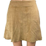 Joie  Women's Brown Goat Suede Leather High Rise Mini Flare A-Line Skirt Size 8 Photo 0