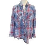 Free People  Plaid Shacket with Pockets and Metal Snaps – Size M-Coastal Boho Photo 1