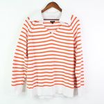Talbots  Johnny Collar Striped Knit Sweater White‎ Orange 2x Photo 1