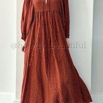 MR. LARKIN Checkered Burnt Orange Balloon Sleeves Maxi Dress Black Size XS Photo 0
