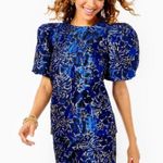 Lilly Pulitzer Callahan High-Waisted Shorts in Grotto Blue Dusk Floral Brocade, Jacquard, 6, Black Photo 0