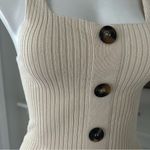 Line and Dot xRevolve Beige Ribbed Cropped Tank Top with Button Detail, Size S Photo 6
