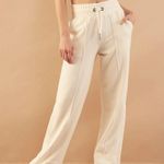 Aday Oat Perfect Walk High Rise Terry Tencel Cotton Lounge Jogger Sz L White Size L Photo 0