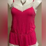 Jezebel Pink and White Lace Edges .Romper elastic waist adjustable straps Sz M Size M Photo 0