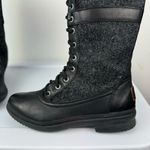 UGG  Elvia Black Leather Waterproof Boots Sz 6 Knee High Lace Up Wool Lined Photo 7