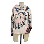 Chaser Linen French Terry Raglan Half Zip Hoodie In Tie Dye Pink Size Large Photo 1