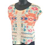 Gaze USA Tribal Print Knit Short Sleeve Top – Size Large – Boho Festival Style Photo 2