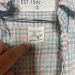 Frank & Eileen  Barry blue pink plaid Italian woven linen shirt sz L Photo 3