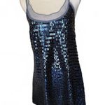 Free People  Blue Sequin Party Dress with Sheer Mesh Detail, Small Photo 0
