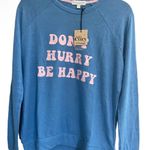PJ Salvage Don’t Hurry Be Happy Live Life Cozy Lounge Sweatshirt Top Small NWT Blue Photo 0