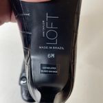 Loft Ann Taylor Black Leather Faux Crocodile Buckle Accent Heel Size 6 NWOT Photo 1