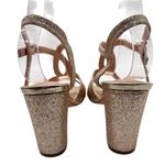 Allegra K New Sandals Women 8 Gold Glitter Heeled Ankle Strap Party Evening Shoe Photo 5