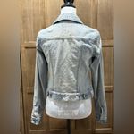 Mudd Women's Light Blue Distressed Denim Jacket. Photo 3