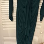 Plunge Neck Ruched long Sleeve Dress Green Size 6 Photo 3
