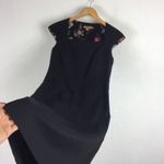 Ted Baker Black Cap Sleeve Wool Sheath Pencil Square Neck Mini Dress Small Photo 8