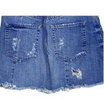ZARA  Distressed Raw Hem Mini Cotton Button Fly Skirt 5 Pockets S Blue #3211 Photo 8