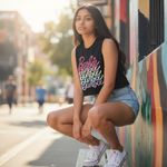 Bella Canvas  Black Barbie Tank Top with Pink and White Graphic Photo 1