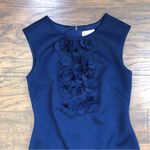 Eliza J • navy blue shift dress scuba knit floral embellished appliqué sheath Photo 2