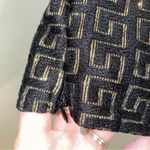 Black & Gold Chain Metallic Greek Key Print High Neck Halter Tank Crop Top XXS Photo 5