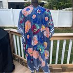 Woven Heart  Lightweight Floral Open Front Cardigan with Fringe One Size Photo 2