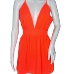 superdown Dress Women XS Orange Fit & Flare Mini Deep V Sexy Cocktails Party Photo 0