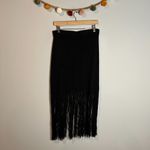 Nic+Zoe  black knit midi fringe skirt Photo 6
