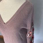 American Eagle AEO  Size XS Oversized Floral Embroidered Pink Sweater Wool Blend Photo 5
