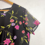 Baby Doll Maxi Dress 12 Kathie Lee Floral A Line CottageCore Y2k Romantic Retro Black Photo 3